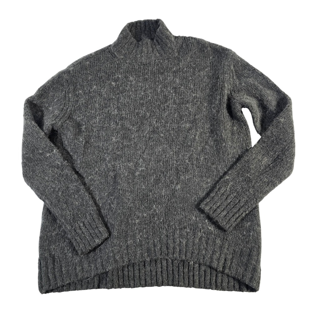 FOR THE REPUBLIC Men Charcoal‎ Grey Mock Neck Wool Blend Sweater Size S